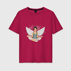 Женская футболка оверсайз Ангельская медитация домохозяйки