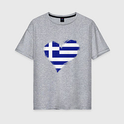 Футболка оверсайз женская Сердце - Греция, цвет: меланж