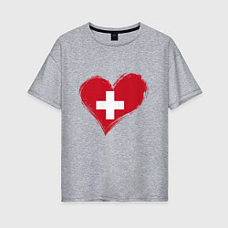Женская футболка оверсайз Сердце - Швейцария