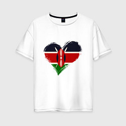 Футболка оверсайз женская Сердце - Кения, цвет: белый