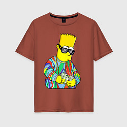 Женская футболка оверсайз Барт Симпсон считает выручку