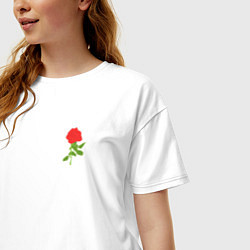 Футболка оверсайз женская Красная рисованная роза, цвет: белый — фото 2