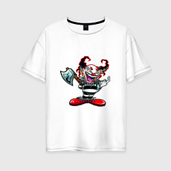 Женская футболка оверсайз Злой клоун с топором