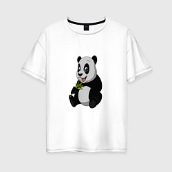 Женская футболка оверсайз Панда ест бамбук