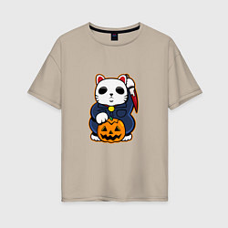 Женская футболка оверсайз Cat Halloween
