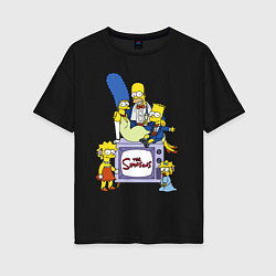 Женская футболка оверсайз Семейка Симпсонов в праздничных нарядах