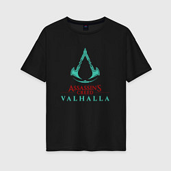 Футболка оверсайз женская Assassins Creed Valhalla - logo, цвет: черный