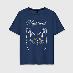 Женская футболка оверсайз Nightwish rock cat