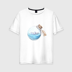 Женская футболка оверсайз Лето в бутылке - море