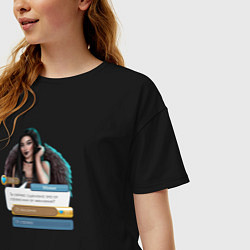 Футболка оверсайз женская Мими выбор за алмазы, цвет: черный — фото 2