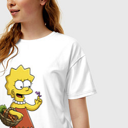 Футболка оверсайз женская Lisa Simpson с гусеницей на даче, цвет: белый — фото 2