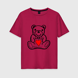 Женская футболка оверсайз Плюшевый Миша с сердечком