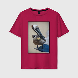 Женская футболка оверсайз Пеликан у моря