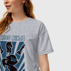 Футболка оверсайз женская Ниндзя шахмат, цвет: меланж — фото 2