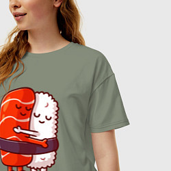 Футболка оверсайз женская Суши Любимые Обнимашки, цвет: авокадо — фото 2