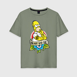 Женская футболка оверсайз Гомер Симпсон - Just do it!