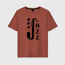 Женская футболка оверсайз Jazz - саксофон черепки