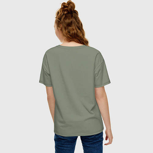 Женская футболка оверсайз Котик в шарфе и кепке / Авокадо – фото 4