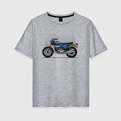 Женская футболка оверсайз Синий классический мотоицкл