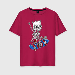 Женская футболка оверсайз Скелет Барта Симпсона на скейтборде