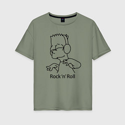 Футболка оверсайз женская Bart Simpson - Rock n Roll, цвет: авокадо