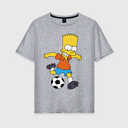 Женская футболка оверсайз Барт Симпсон бьёт по футбольному мячу