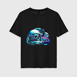 Женская футболка оверсайз Skull with mushrooms