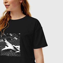 Футболка оверсайз женская Самолет на парковке, цвет: черный — фото 2