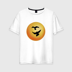 Женская футболка оверсайз Пара птиц на фоне солнца