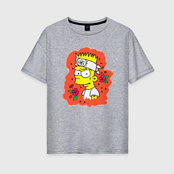 Женская футболка оверсайз Барт Симпсон с татухой над глазом