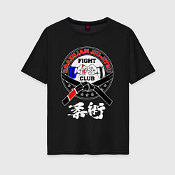 Футболка оверсайз женская Jiu jitsu brazilian fight club, цвет: черный