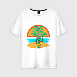 Женская футболка оверсайз Пришелец на пляже