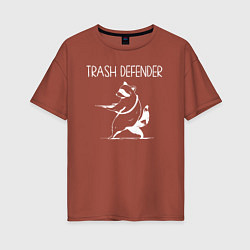 Женская футболка оверсайз Енот защитник мусора