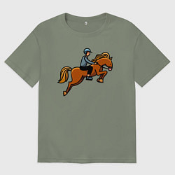 Футболка оверсайз женская Наездник на лошади, цвет: авокадо