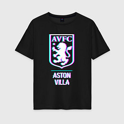 Женская футболка оверсайз Aston Villa FC в стиле glitch