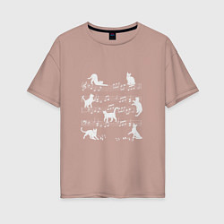 Женская футболка оверсайз Cats Music