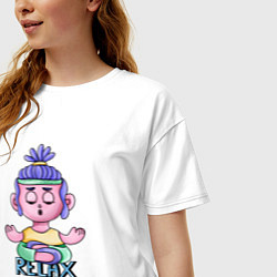 Футболка оверсайз женская Йога - время медитации, цвет: белый — фото 2