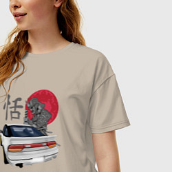 Футболка оверсайз женская NIssan 180SX Samurai JDM, цвет: миндальный — фото 2
