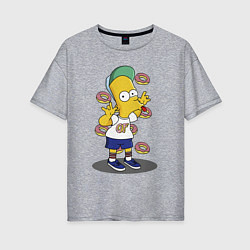 Женская футболка оверсайз Барт Симпсон показывает язык