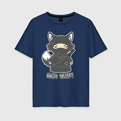 Женская футболка оверсайз Ниндзя волк