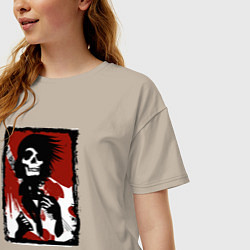 Футболка оверсайз женская Punk is not a crime, цвет: миндальный — фото 2