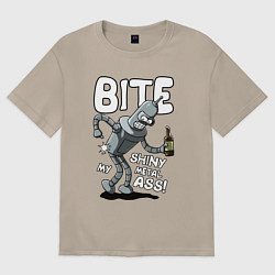 Футболка оверсайз женская Bender - Bite my ass, цвет: миндальный
