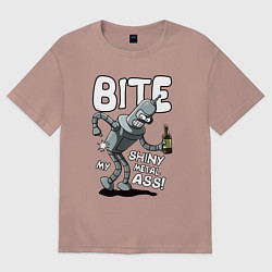Футболка оверсайз женская Bender - Bite my ass, цвет: пыльно-розовый