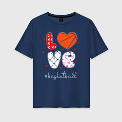 Женская футболка оверсайз LOVE basketball сердечки