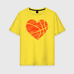 Женская футболка оверсайз Сердце баскетбольный мяч