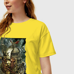 Футболка оверсайз женская Фантастический механистический костюм для девушки, цвет: желтый — фото 2