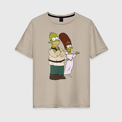 Женская футболка оверсайз Homer and Marge in Shrek style
