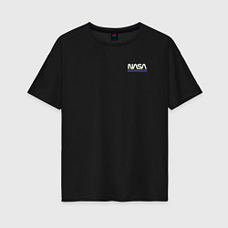 Женская футболка оверсайз Nasa на кармане лого