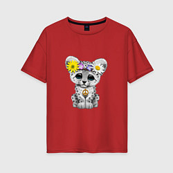 Женская футболка оверсайз Мир - Снежный Леопард