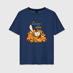 Женская футболка оверсайз Autumn atmosphere with a cat